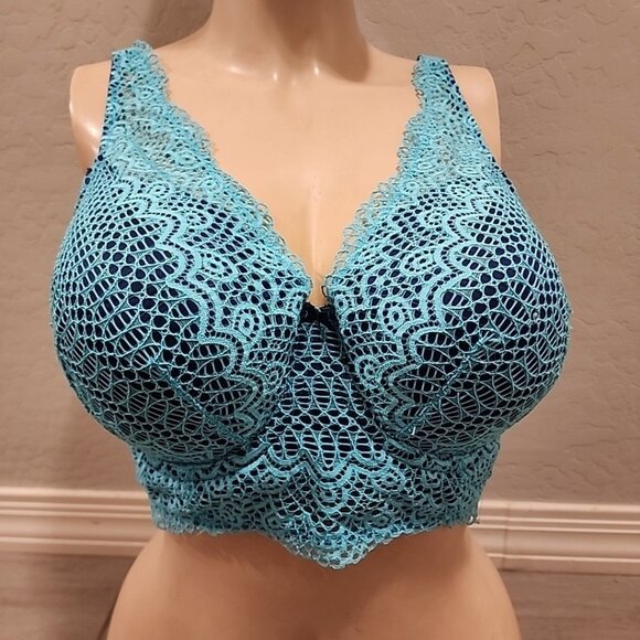 Cacique Bra 40DD Balconette Blue Underwire Lined - Picture 1 of 5